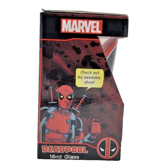 Marvel Deadpool Red Ombre 16oz Glass Pint Cup Collectible Superhero Drinkware - Picture 3 of 7